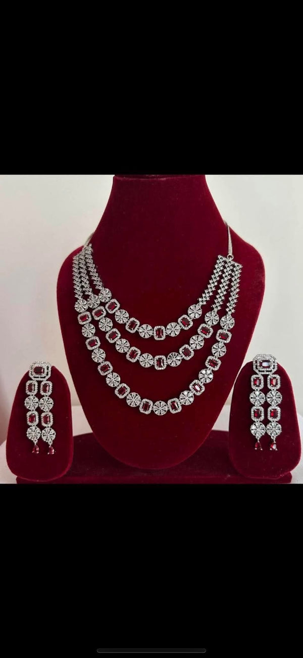 Silver AD Necklace Set