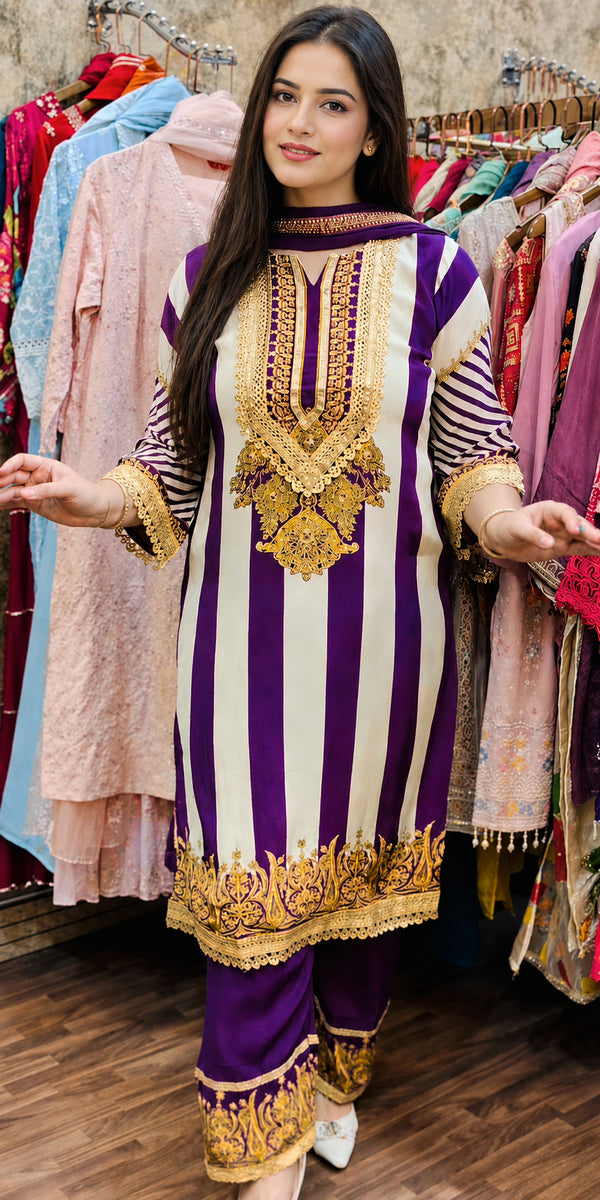 Purple Pure Crepe Suit