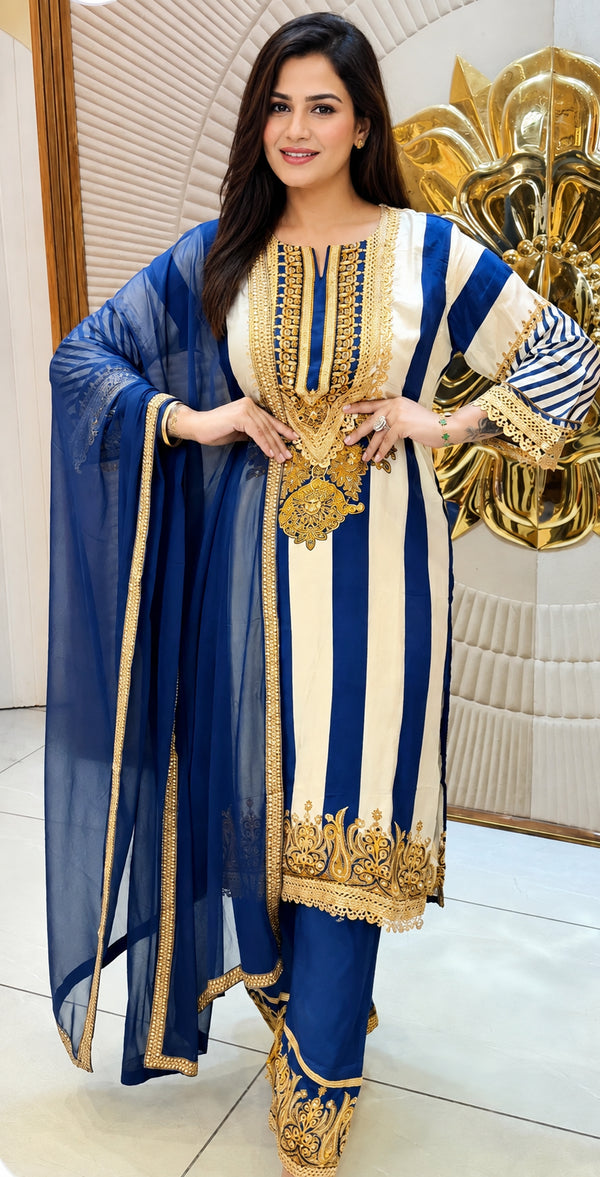 Royal Blue Pure Crepe Suit