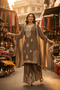 Gorgeous Pure Georgette Sharara Suit with Embroidery Work in Coffee colour