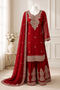 Graceful Pure Georgette Sharara Suit in Rust colour