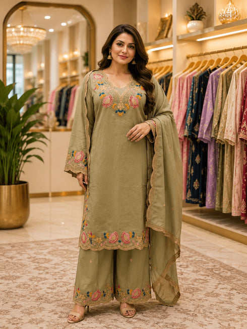 Pista Green Vatican Viscose Suit