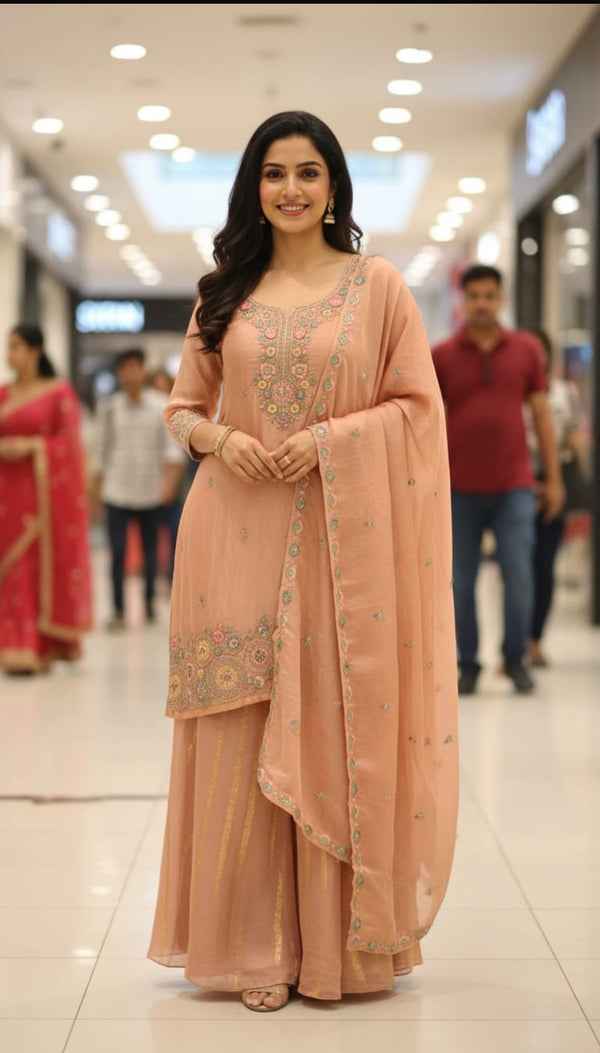 Gorgeous Shimmer Sharara Suit