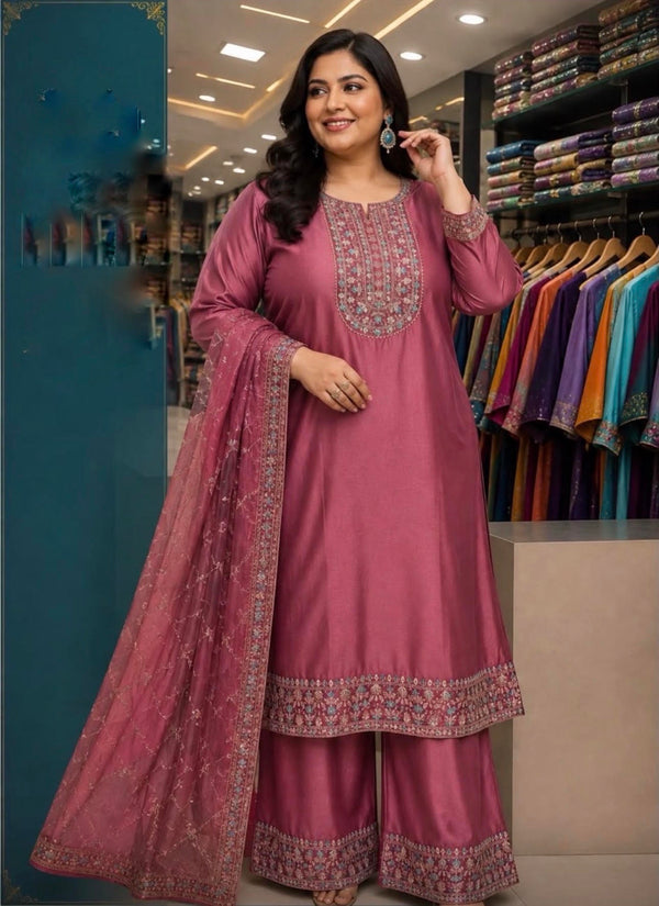 Party Wear Vichitra Silk Suit with Embroidery Work