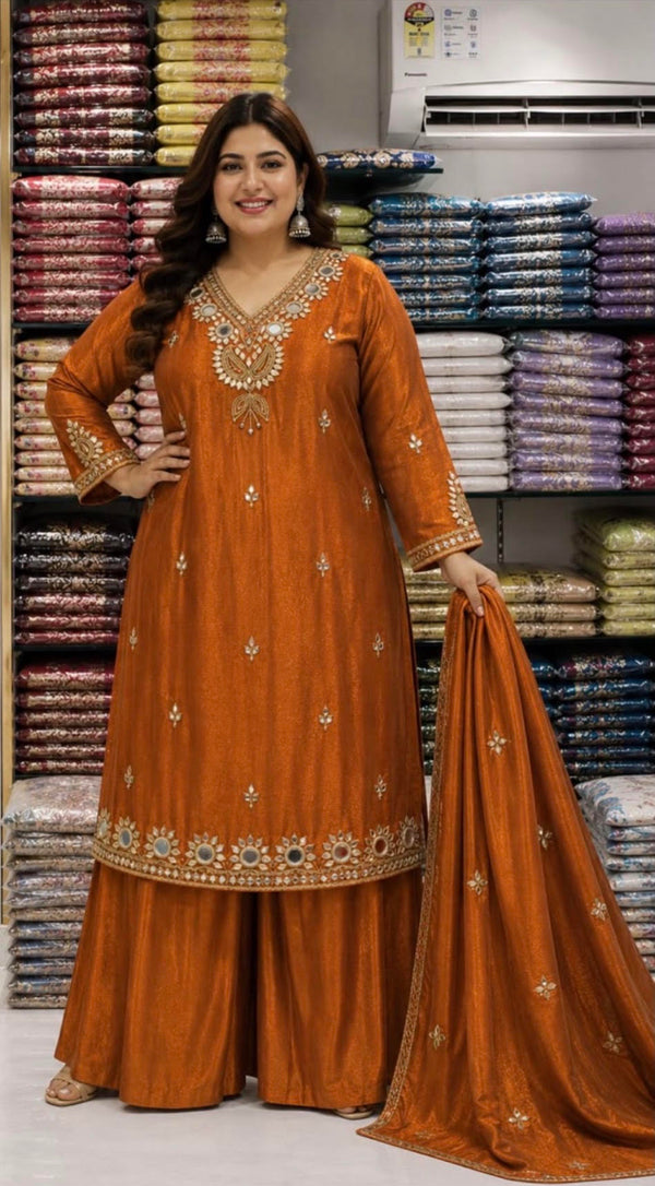 Party Wear Suit with Mirror Work