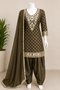 Stunning Farshi Suit with mirror work in Mehendi Green Colour